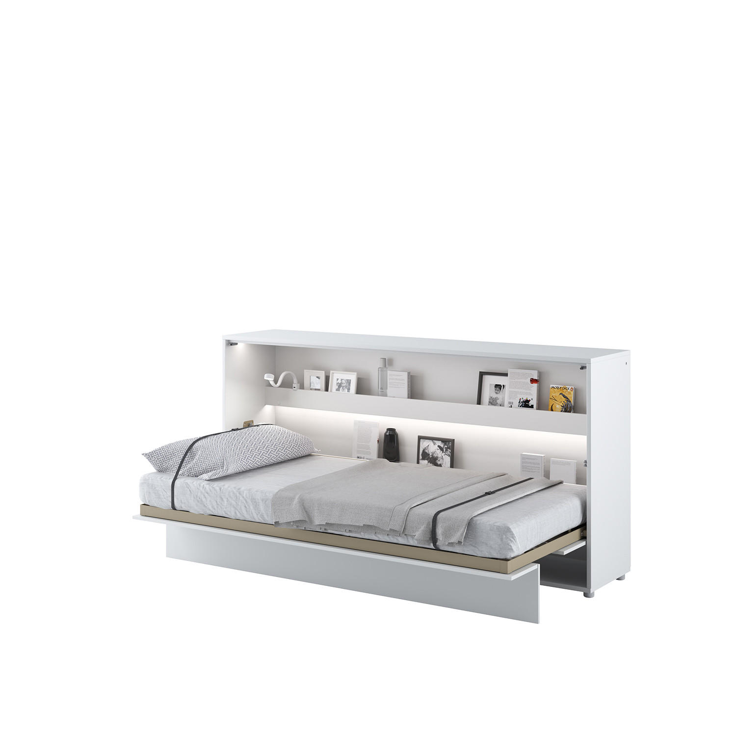 SCHRANKBETT BC-06 - 90x200cm Horizontal - Weiß Mat - Weiß, Holzwerkstoff (200/90cm) - Meblini