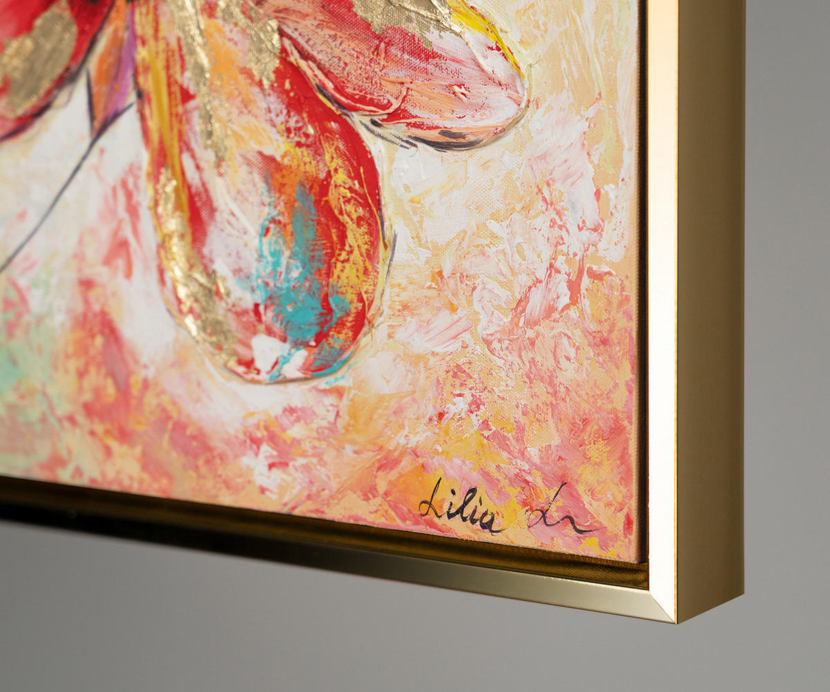 GEMÄLDE Sonnenaufgang Schattenfugenrahmen gold 120x60 cm - Goldfarben, Holz (120/60cm) - YS-art gallery