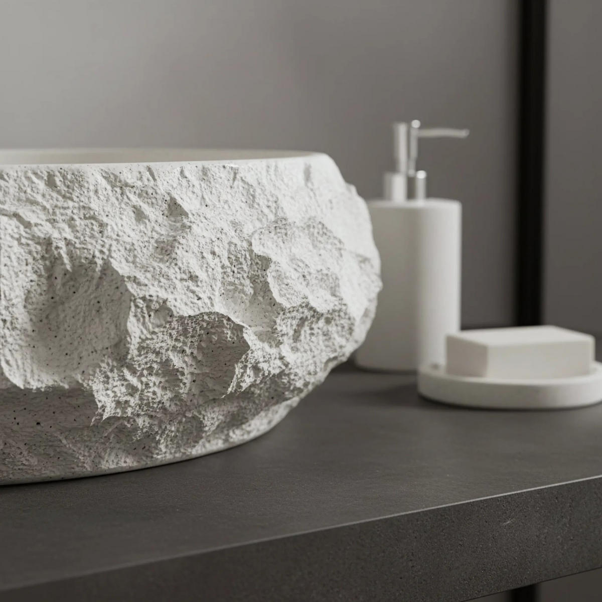 AUFSATZWASCHBECKEN Rea Mika Ivory - Weiß, Kunststoff (38/15/50cm) - REA