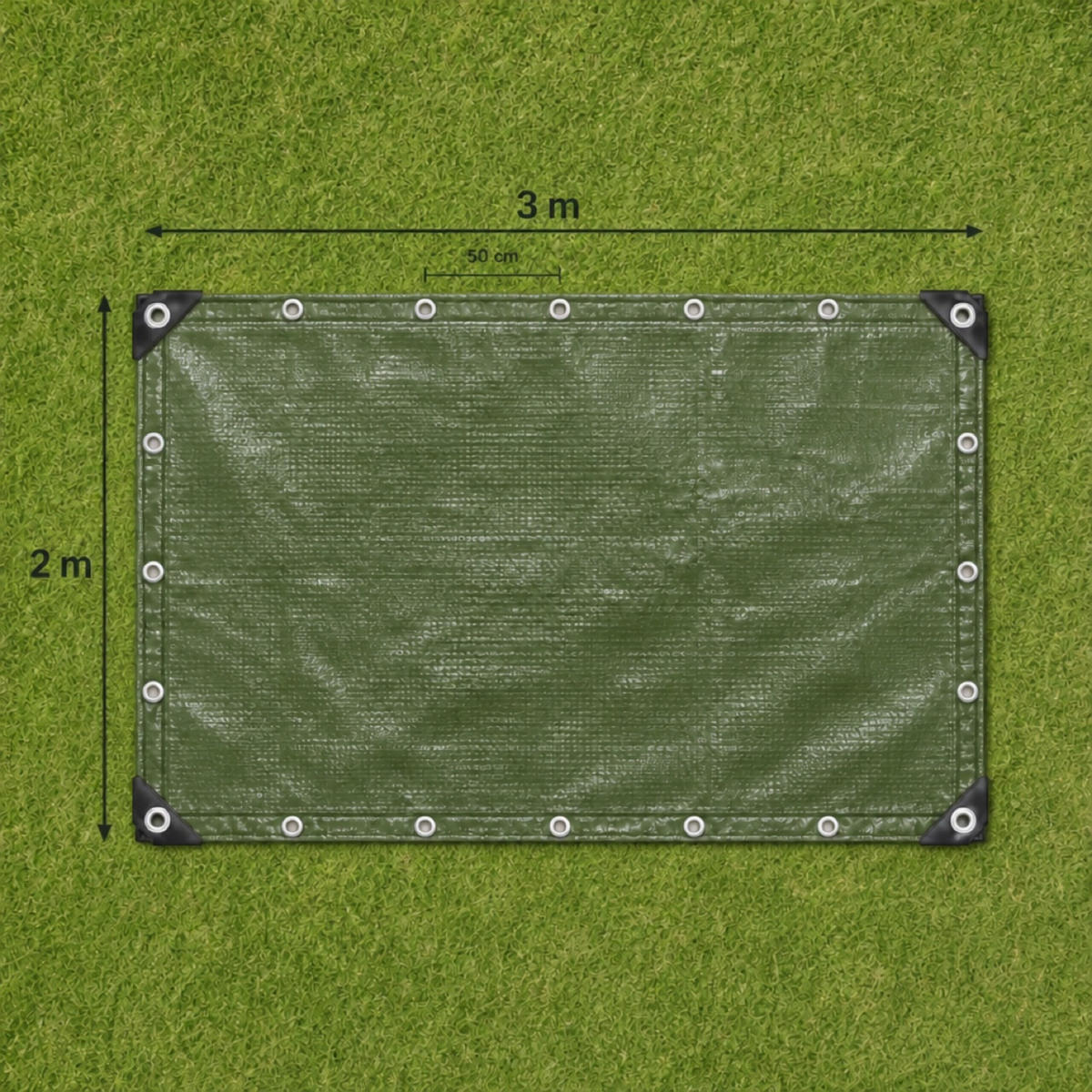 PONJAVA zelena vodoodporna 200 g/m² 2x3 m - temno zelena, umetna masa (300/200/0.1cm) - Relaxdays
