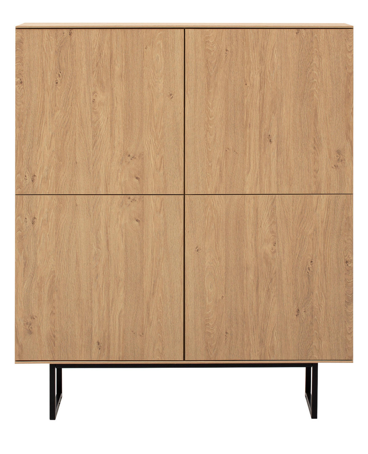 HIGHBOARD Stone Eiche, Kommode 115 x 137 cm, mit Push-to-Open - Eichefarben/Schwarz, Holzwerkstoff/Metall (115/137/40cm) - Furn.Design
