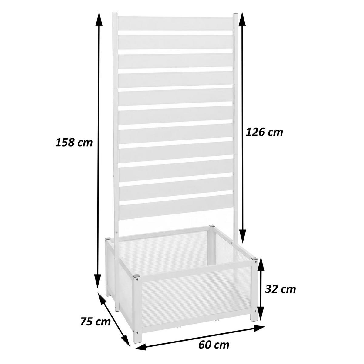 BLOMRABATT MED KLÄTTRINGSGALLER Vitt - Vit, Metall (60/158/75cm) - MCW