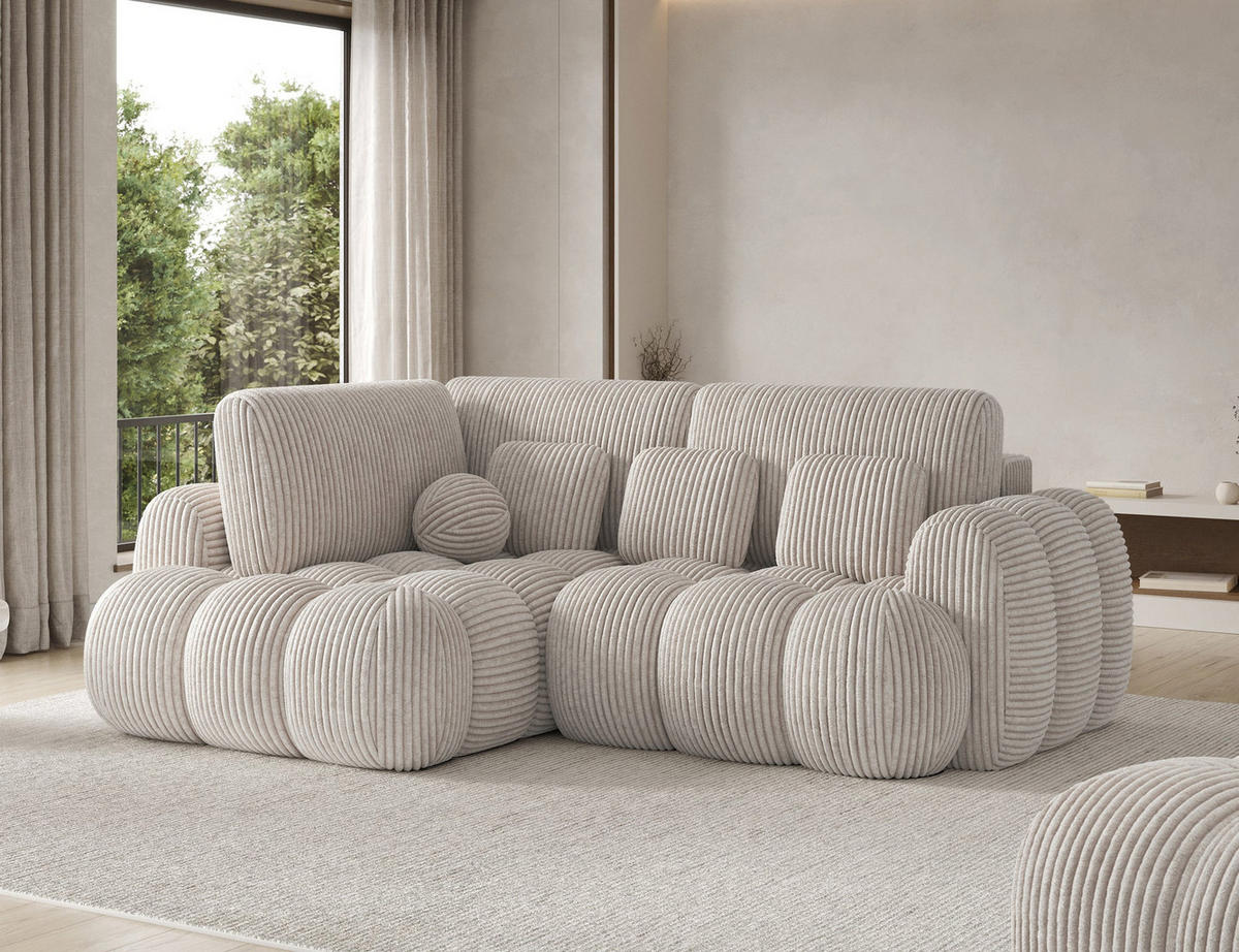 ECKSOFA COZION L-Form mit Schlaffunktion & Bettkasten – Modernes 3-Sitzer Sofa, HR-Kaltschaum, Wellenfederung, 267 × 165 cm - Schwarz/Weiß, Kunststoff (165/267cm) - Wohnideebilder