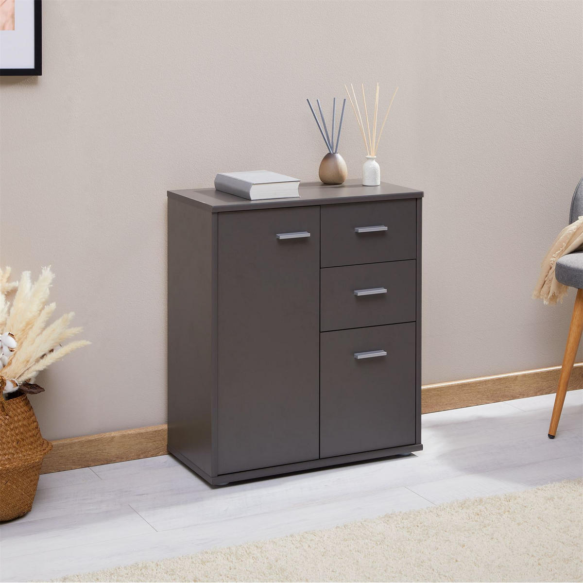 KOMMODE LOCARNO - Grau, Holzwerkstoff (60/70/30cm) - CARO-Möbel