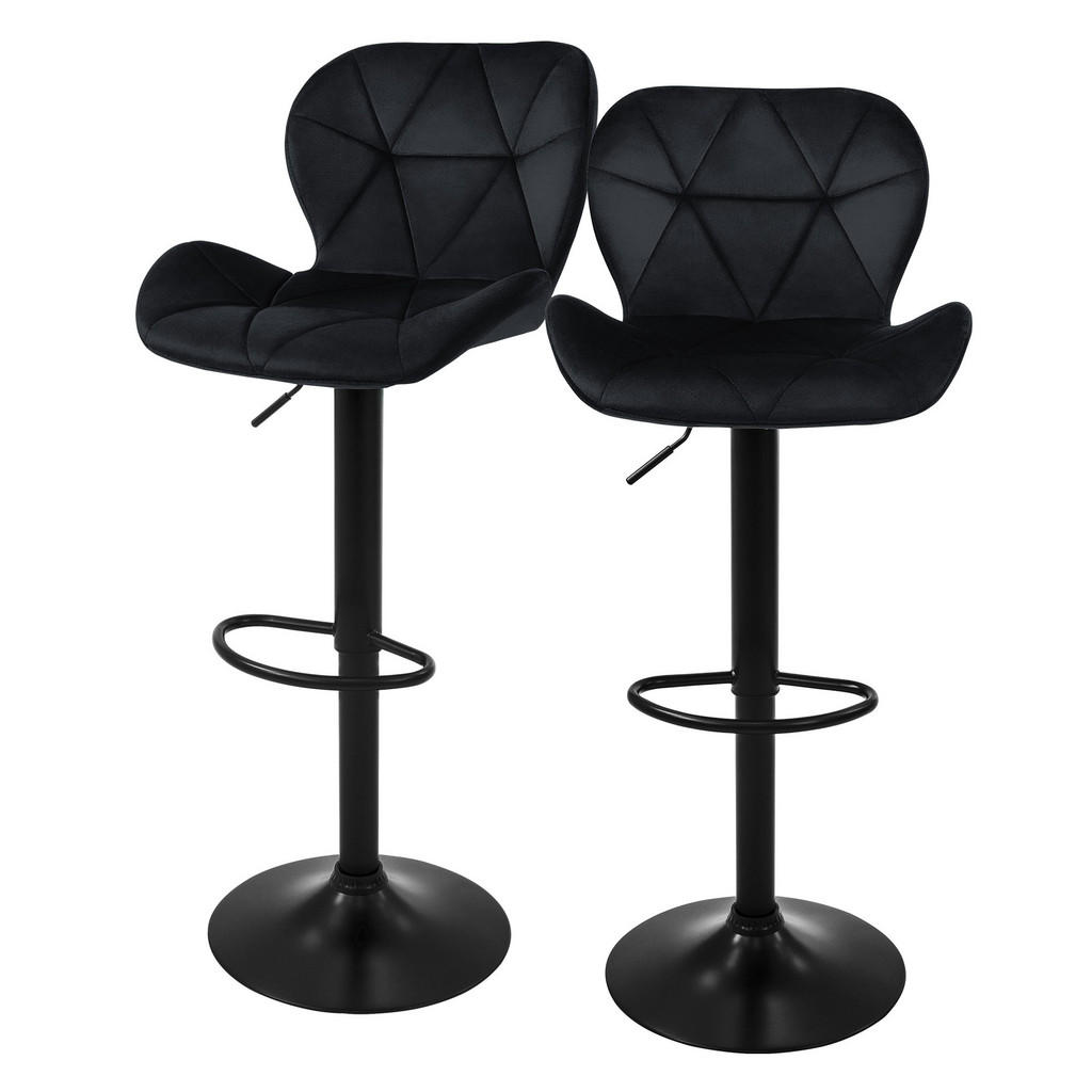 ML-DESIGN BAROVÉ STOLIČKY, sada 2 ks, černé, sametové, výškově nastavitelné/otočné