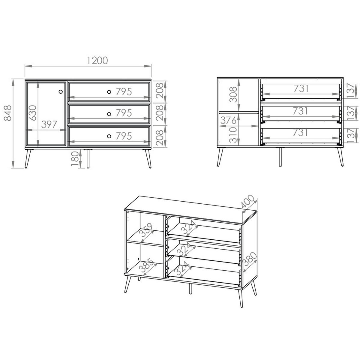 KOMMODE Gubin-131 - Weiß, Holzwerkstoff (120/85/40cm) - Lomado