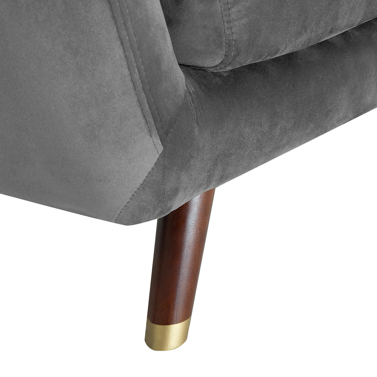 3-SITZER-SOFA Samtstoff Grau Bodo - Grau, Textil (188/84/85cm) - Beliani