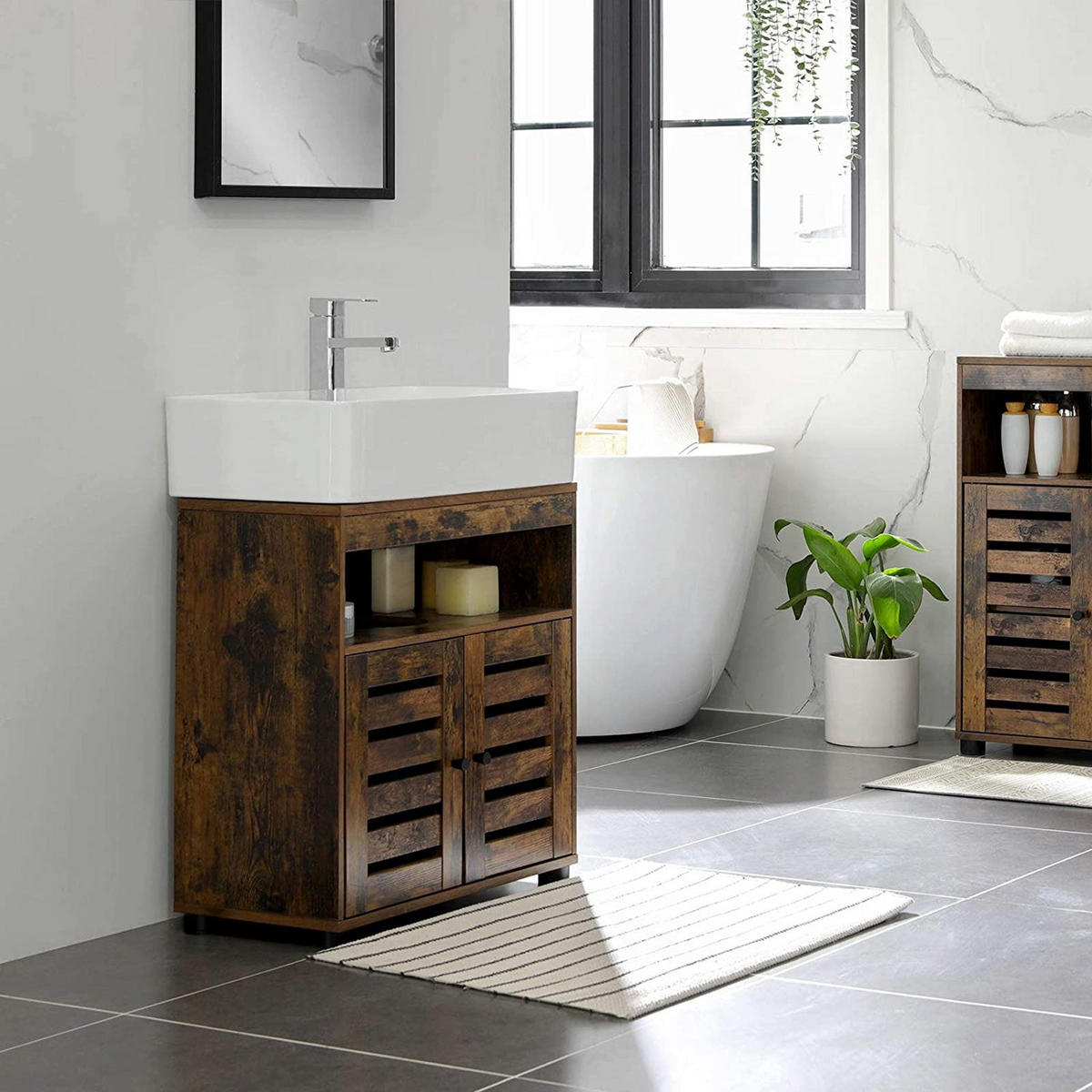 WASCHBECKENUNTERSCHRANK - Braun, Holzwerkstoff (30/63/60cm) - Hansiro