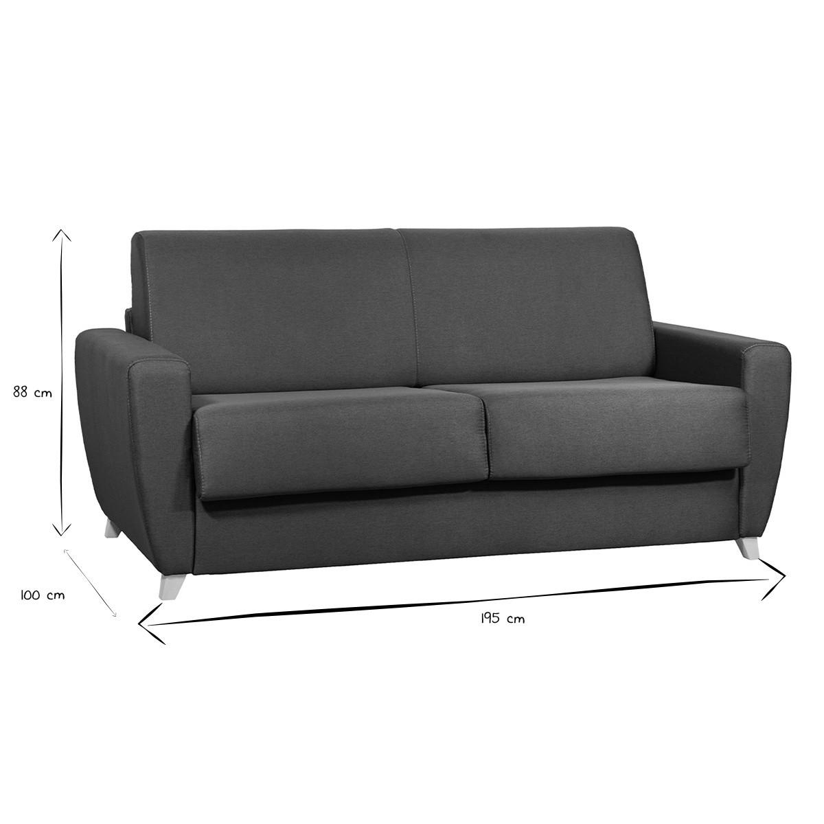 SCHLAFSOFA Skandinavisch Matratze 18 cm Entenblau 3-Sitzer GRAHAM - Blau, Textil (100/188/195cm) - Miliboo