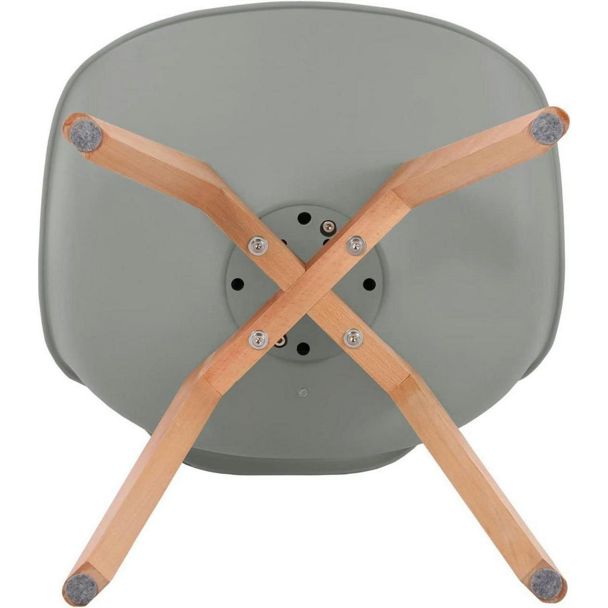 ESSZIMMERSTUHL 2er Set Kunstleder Grau Massivholzbeine - Grau, Kunststoff (47.5/82/41cm)