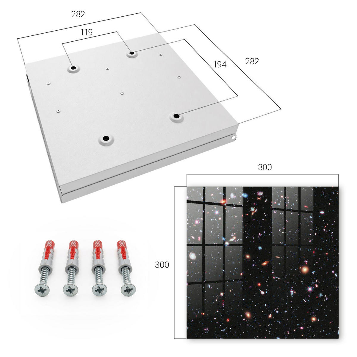 SCHLÜSSELBOX Weiß 30x30 cm – Türöffnung nach rechts - Farbenfroher Raum - Schwarz, Metall (30/30/5cm) - TULUP