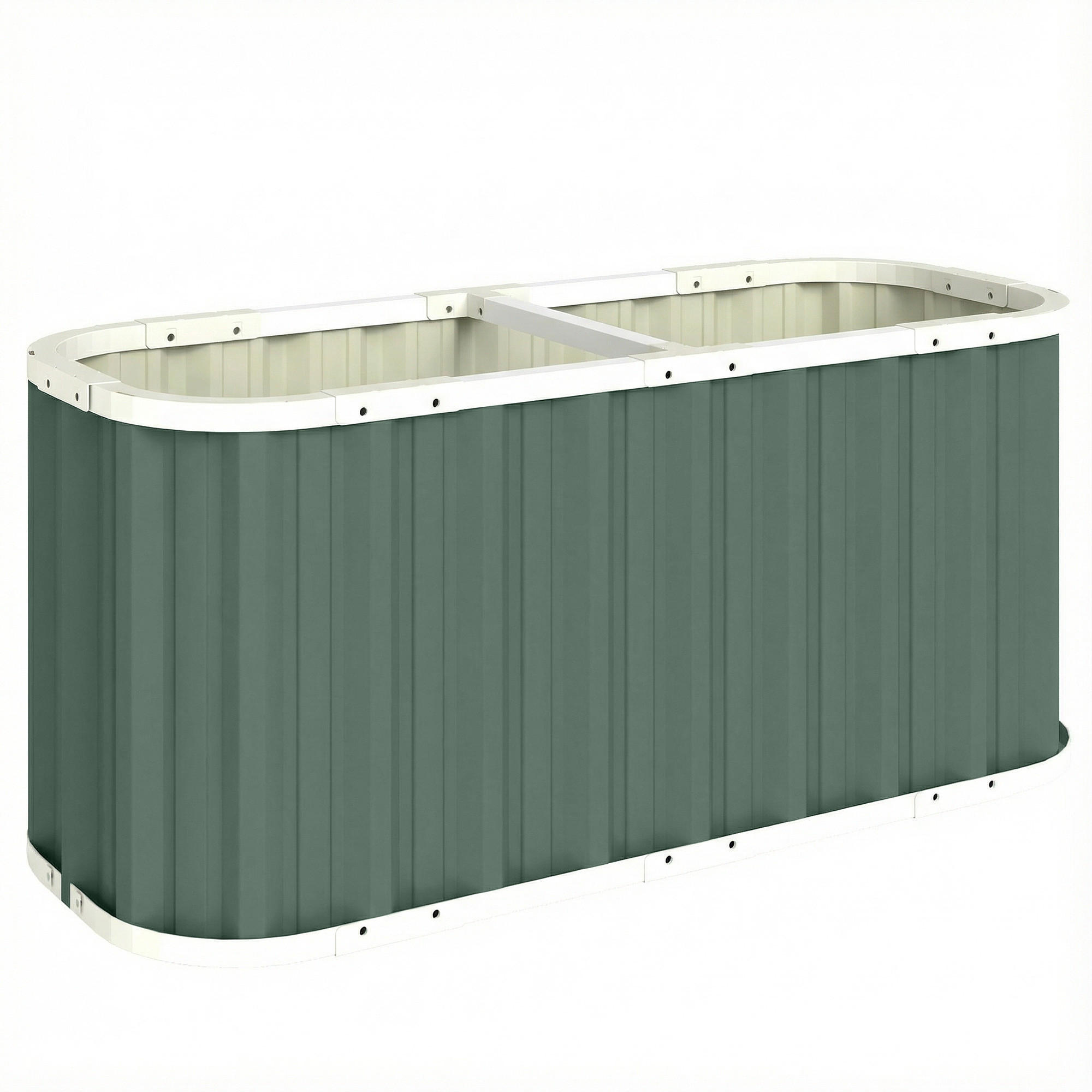 HOCHBEET mit Schutzkanten & offenem Boden Grün - Hellgrün, Metall (53/61/136cm) - Outsunny