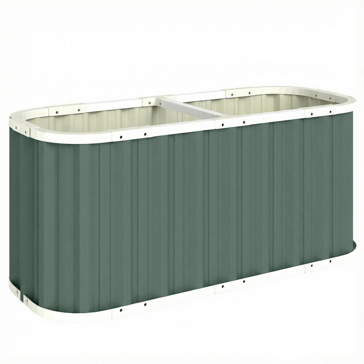 HOCHBEET mit Schutzkanten & offenem Boden Grün - Hellgrün, Metall (53/61/136cm) - Outsunny