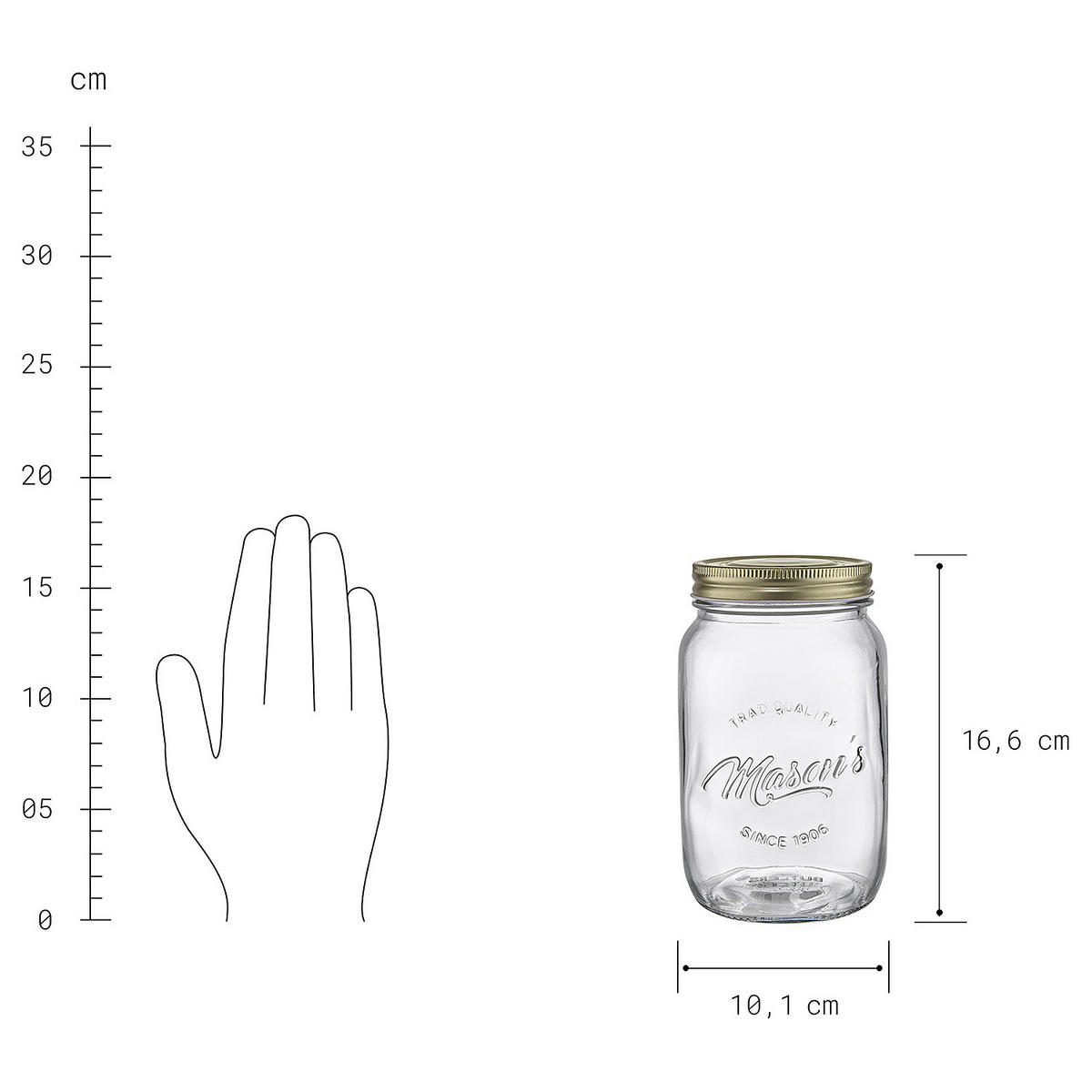 AUFBEWAHRUNGSGLAS Mason's - Transparent, Glas/Metall (10/17/10cm) - Butlers