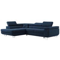 ROHOVÁ SEDAČKA GUSTAW L - Tmavě modrá Bouclé - Levá Strana - stříbrná/tmavě modrá, kov/textil (275/205cm) - MKS