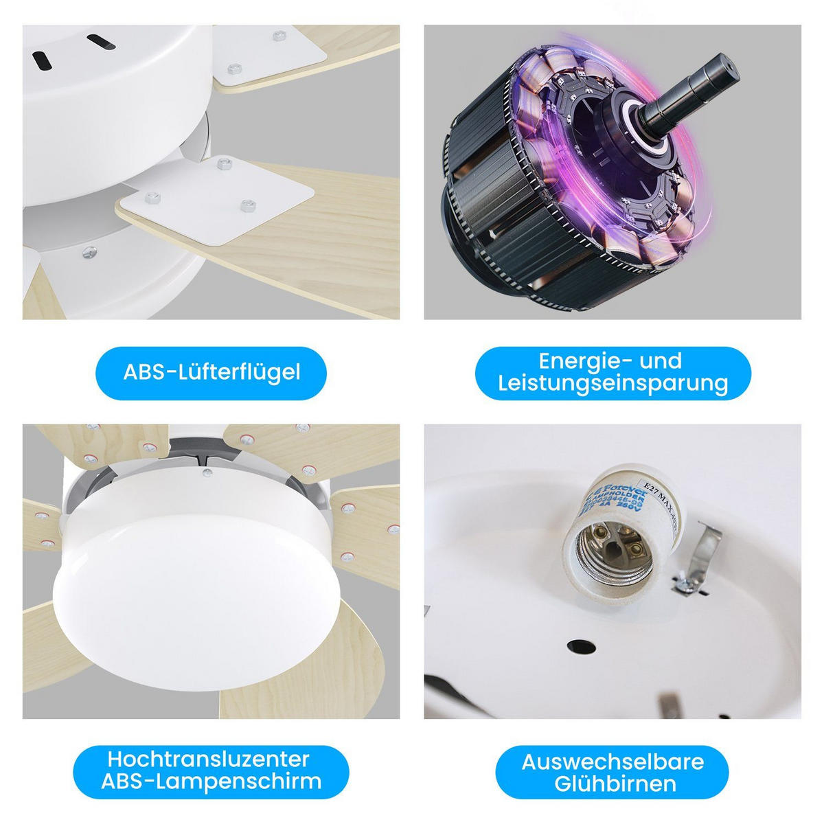 DECKENVENTILATOR Energie II 75/75/43cm - Eschefarben, Metall (75/75/43cm) - Nettlife