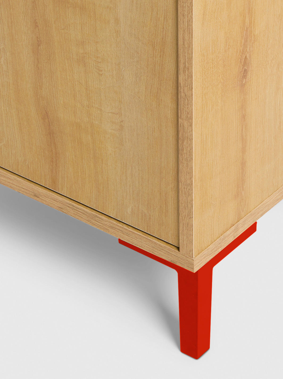 KLEIDERSCHRANK mit 2 Türen, Eichenholzoptik mit roten Details ALVA KIDS - Rot/Eiche Artisan, Holzwerkstoff (75/123/45cm) - RNT By Really Nice Things