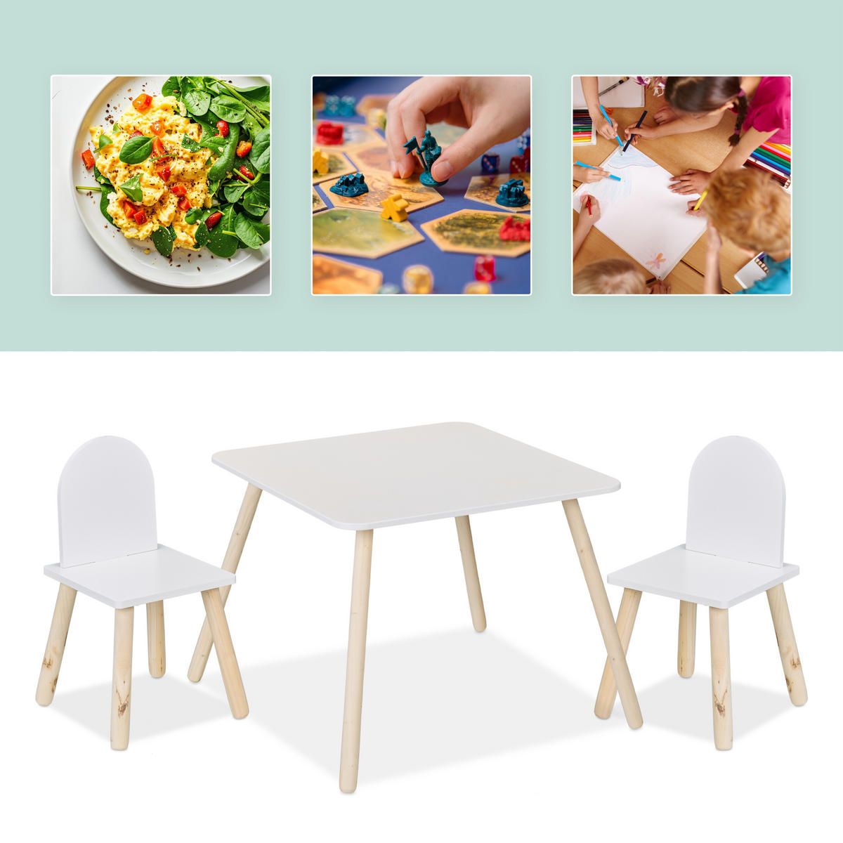 KINDERSITZGRUPPE - Multicolor, Holz/Holzwerkstoff (60/45/60cm) - Relaxdays