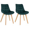 STUHL 2er Set Samt grün - Eukalyptusholzfarben/Grün, Holz/Textil (54/84/63cm) - CLP
