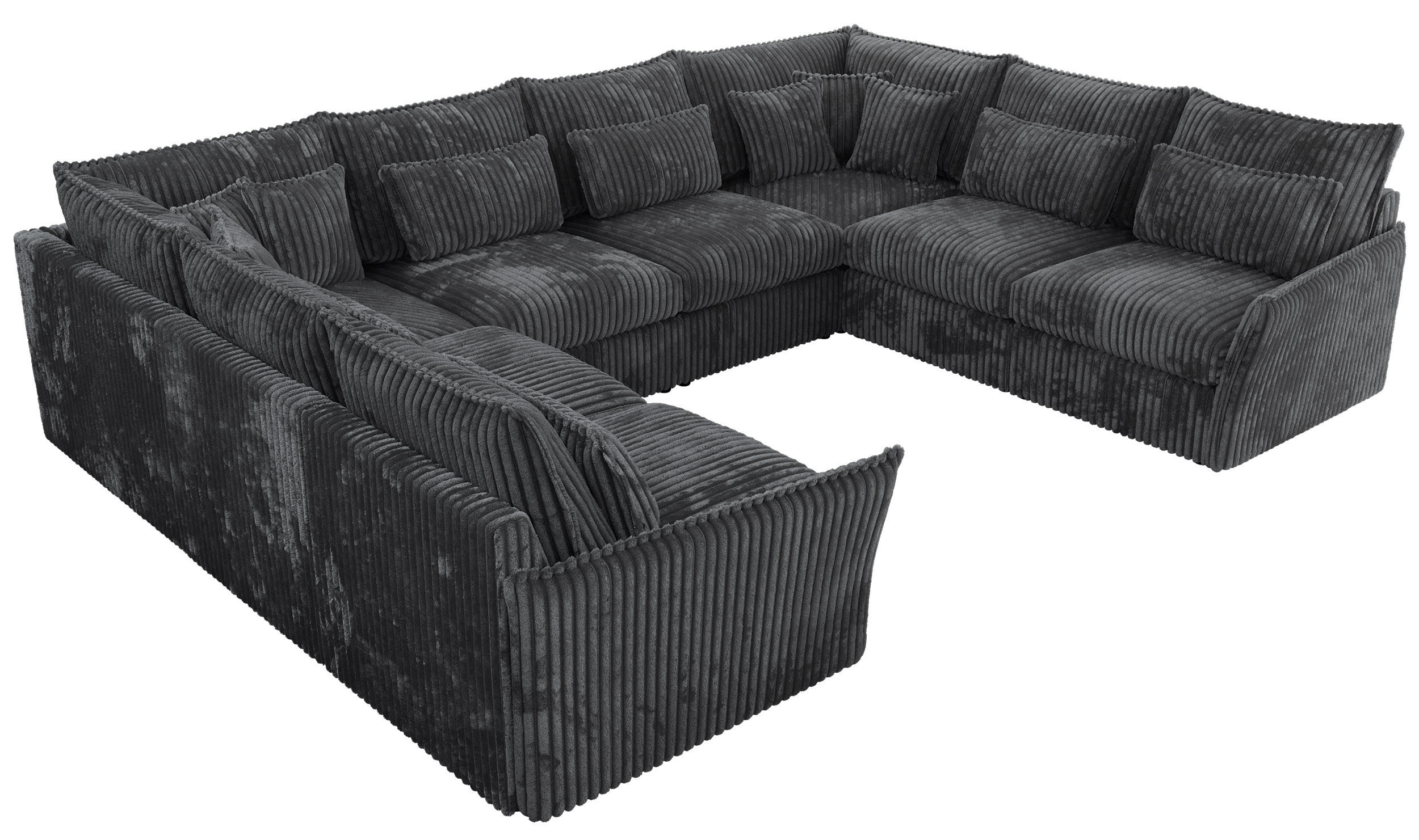 WOHNLANDSCHAFT VERSO U 8M Dunkelgrau Cord - Dunkelgrau/Schwarz, Kunststoff/Textil (362/93/270cm) - MKS