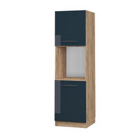 HERDUMBAUSCHRANK Fame-Line Dunkelblau Hochglanz 60 cm offen - Honigeiche/Eiche Wotan, Holzwerkstoff (60/206.8/58cm) - Vicco