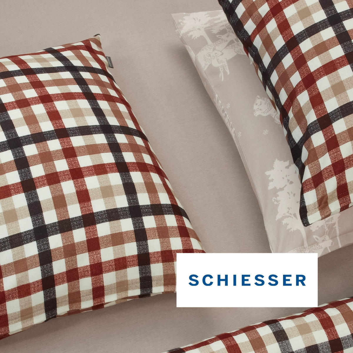 BETTWÄSCHESET James - Feinbiber - 2-teilig - 135 x 200 cm - Braun-Blau - Blau, Textil (135/200cm) - SCHIESSER
