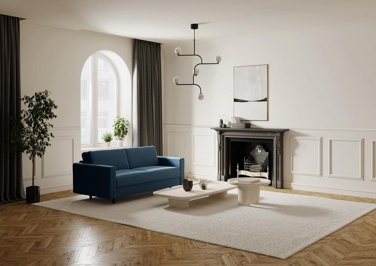SCHLAFSOFA GERADE Rastergewebe Blaugrau 180cm - Blaugrau, Textil (180/87/100cm) - Sia Home