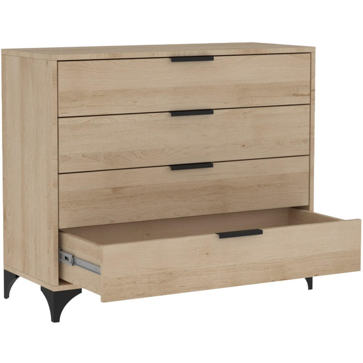 KOMMODE Home mit 4 Schubladen, 100 cm, mit Griffen, eiche Artisan - Schwarz/Eiche Artisan, Holzwerkstoff (80/85/40cm) - Beautysofa