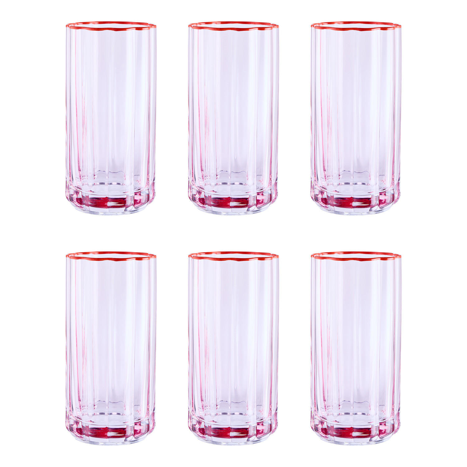 LONGDRINKGLAS (6er-Set) Fiori - Pink, Glas (0.48L) - Butlers