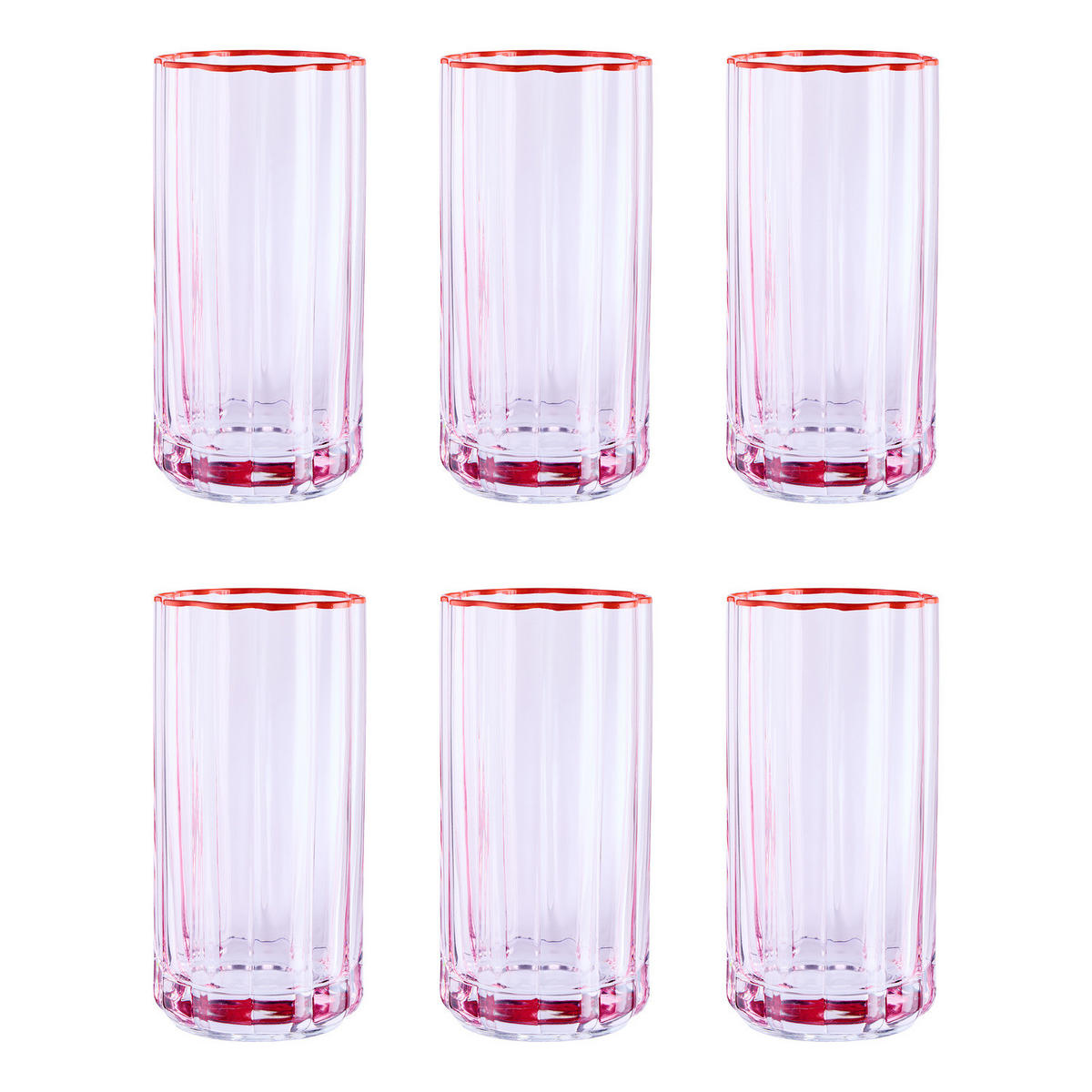 LONGDRINKGLAS (6er-Set) Fiori - Pink, Glas (0.48L) - Butlers