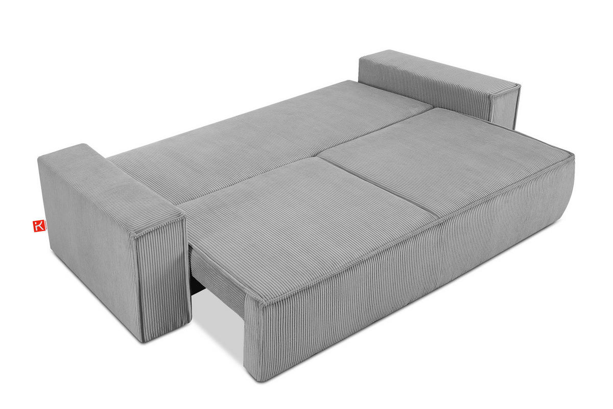 3-SITZER-SCHLAFSOFA NAPI in Pet Friendly Cord-Stoff, hellgrau - Hellgrau/Schwarz, Textil (244/89/101cm) - KONSIMO®
