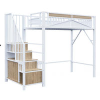 HOCHBETT 90/200 cm in Weiß mit Stauraum, Schrank und Fensterdesign - Weiß, Holz/Metall (90/200cm) - STILVORA