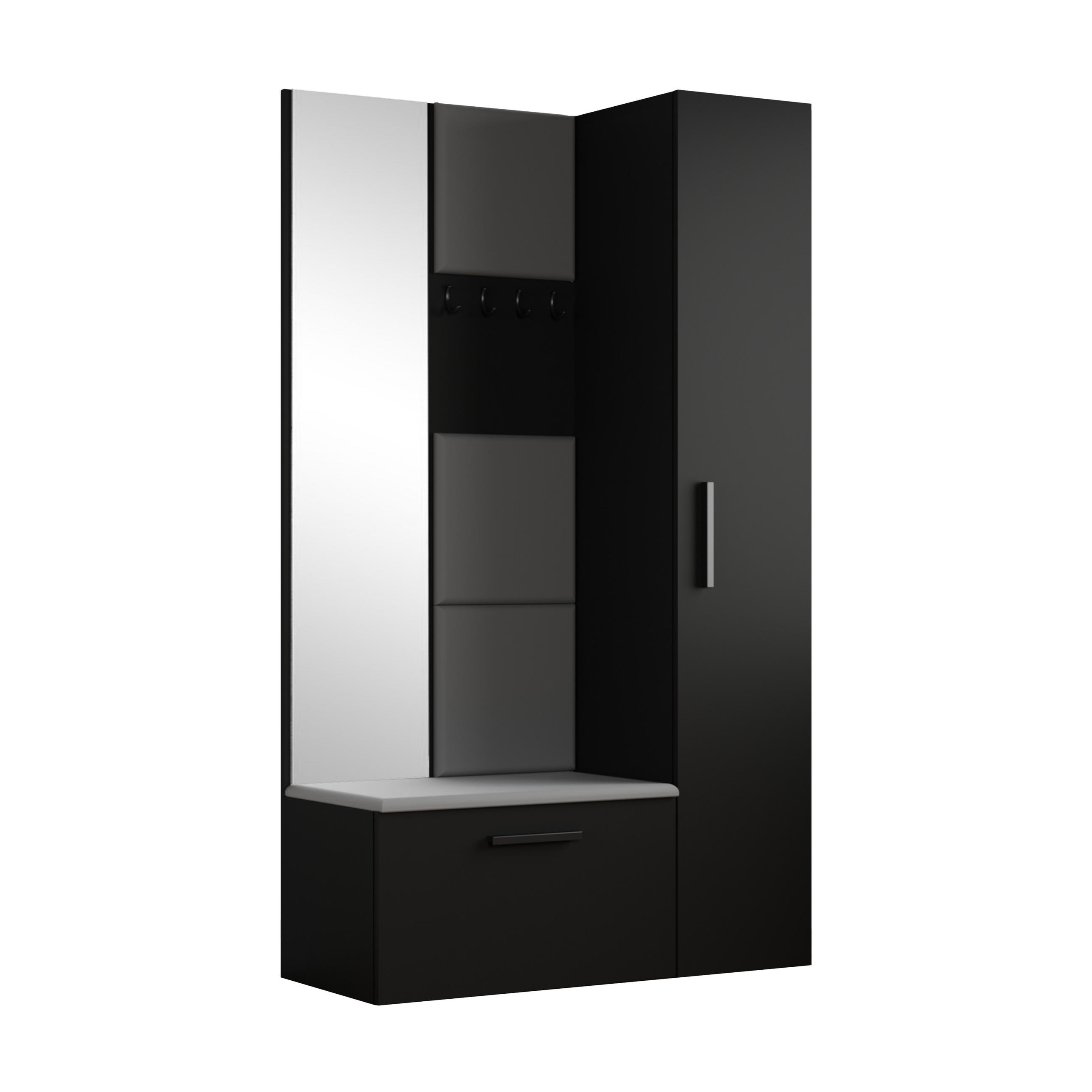 GARDEROBENSCHRANK MODULO 120,6/204/40 cm Modern Garderobe-Set Schwarz - Schwarz/Grau, Holzwerkstoff (120.6/204/40cm) - MASSENO