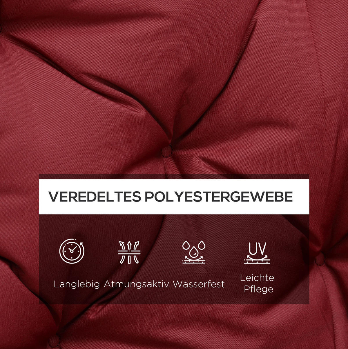 BANKAUFLAGE aus Polyester 150x98x8 cm in Rot mit 6 Bändern - Rot, Textil (98/8/150cm) - Modfu