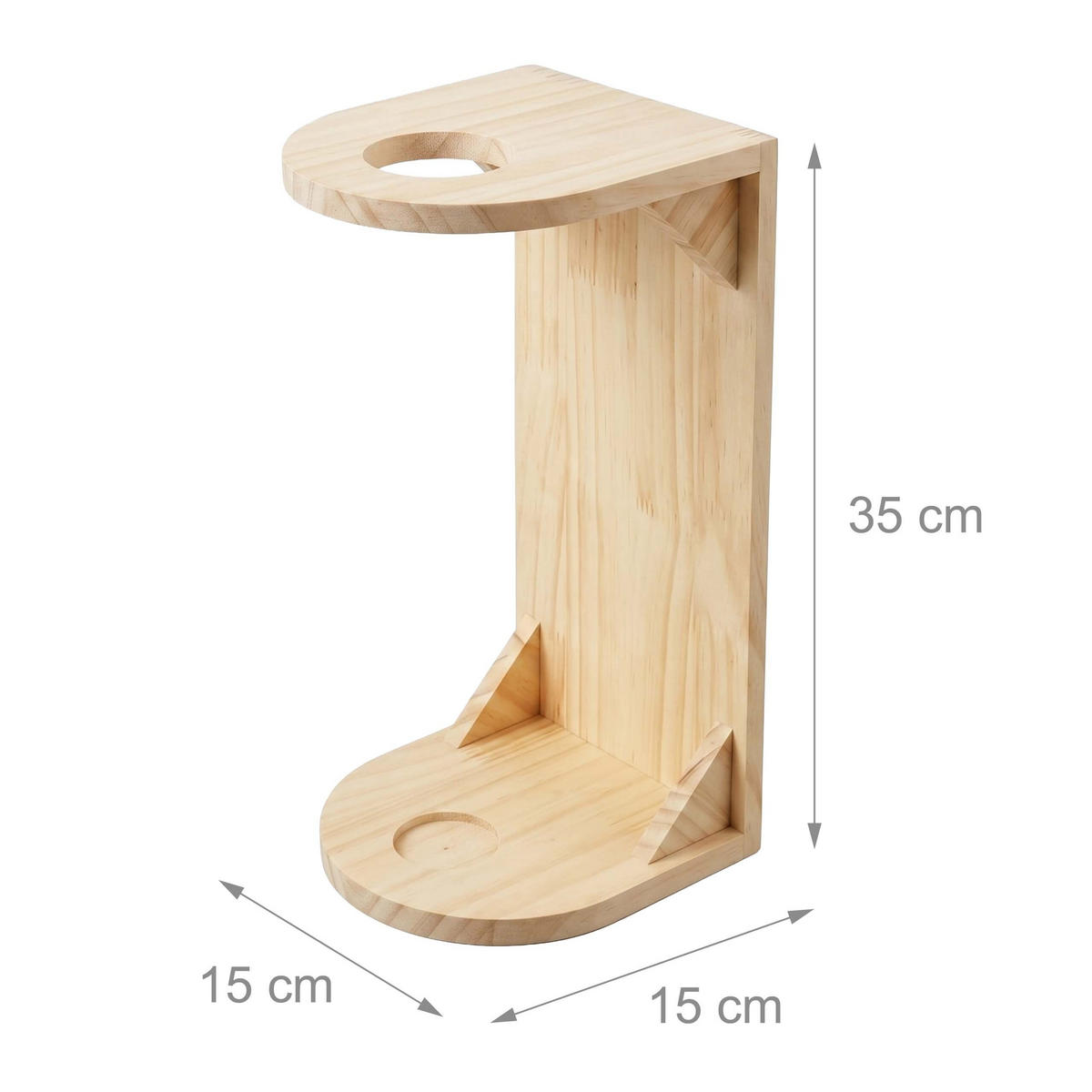 WANDHALTER Natur 2er-Set für Steckenpferd Kiefernholz 35 cm - Hellbraun, Holz (15/35/15cm) - Relaxdays