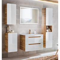 BADMÖBEL-SET 5-TLG. Luton-56 - Weiß, Holzwerkstoff (180/195/46cm) - Lomado