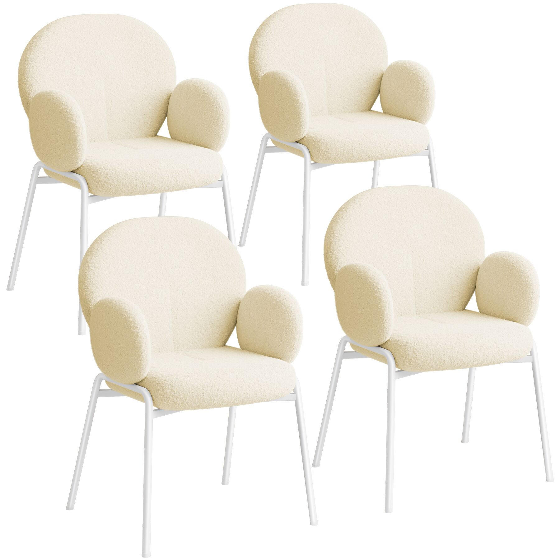 STUHL 4er Set Scandi Belastbarkeit 120 kg 61 5 x 62 x 90 - Creme, Kunststoff (62/90/61.5cm) - tectake