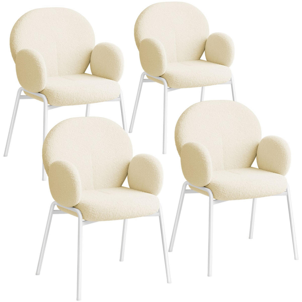 STUHL 4er Set Scandi Belastbarkeit 120 kg 61 5 x 62 x 90 - Creme, Kunststoff (62/90/61.5cm) - tectake