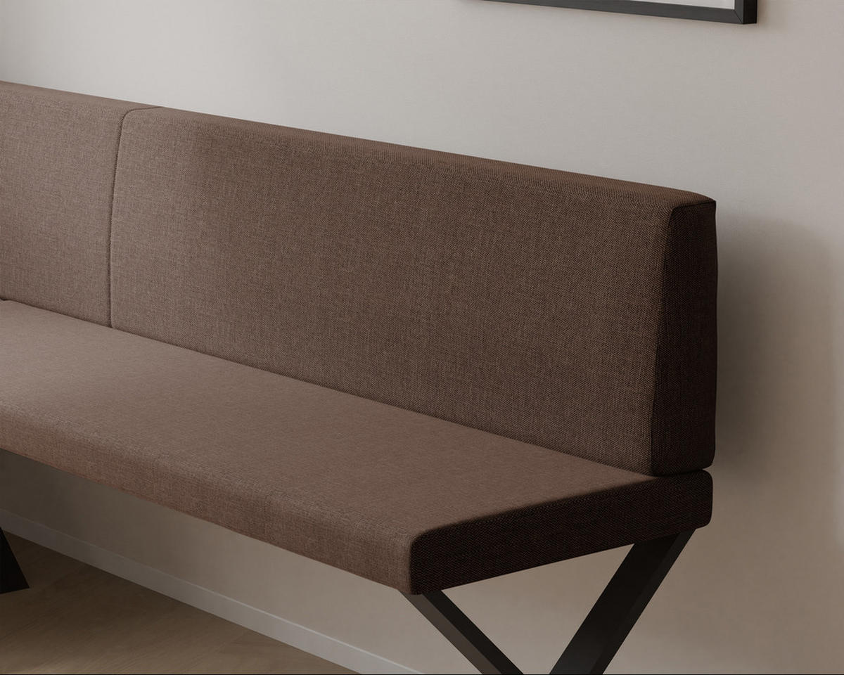 ECKBANK links VERO X Webstoff glatt, 128/168 cm Braun - Braun, Textil/Metall (128/168cm) - Idohome