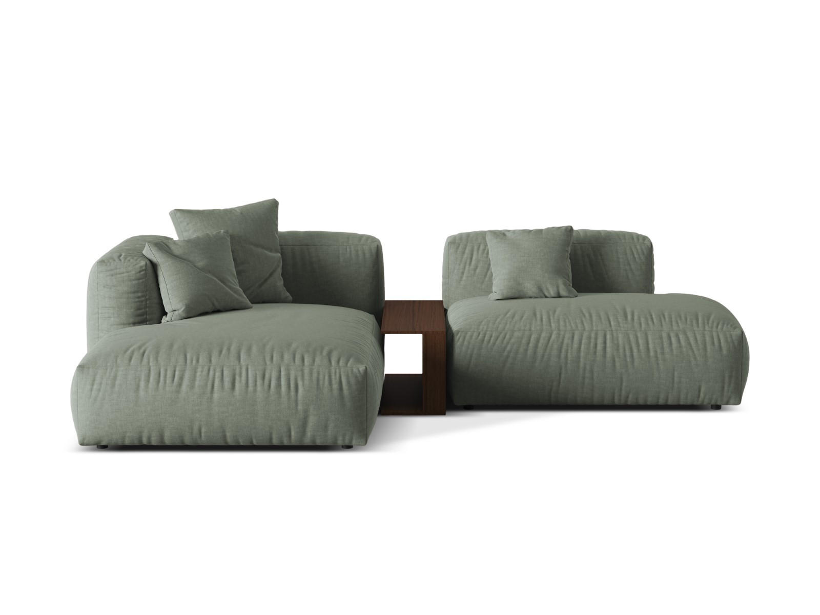 ECKSOFA modular links Martina aus strukturiertem Stoff moosgrün 2 Sitzplätze - Salbeigrün, Textil (176/285cm) - Micadoni