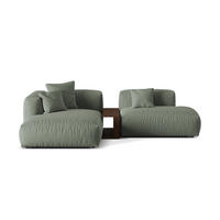 ECKSOFA modular links Martina aus strukturiertem Stoff moosgrün 2 Sitzplätze - Salbeigrün, Textil (176/285cm) - Micadoni