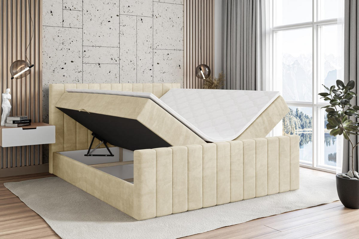 BOXBETT EDITA-Z - 120x200 cm - H4 - Beige - Beige, Holzwerkstoff (120/200cm) - ALTDECOR