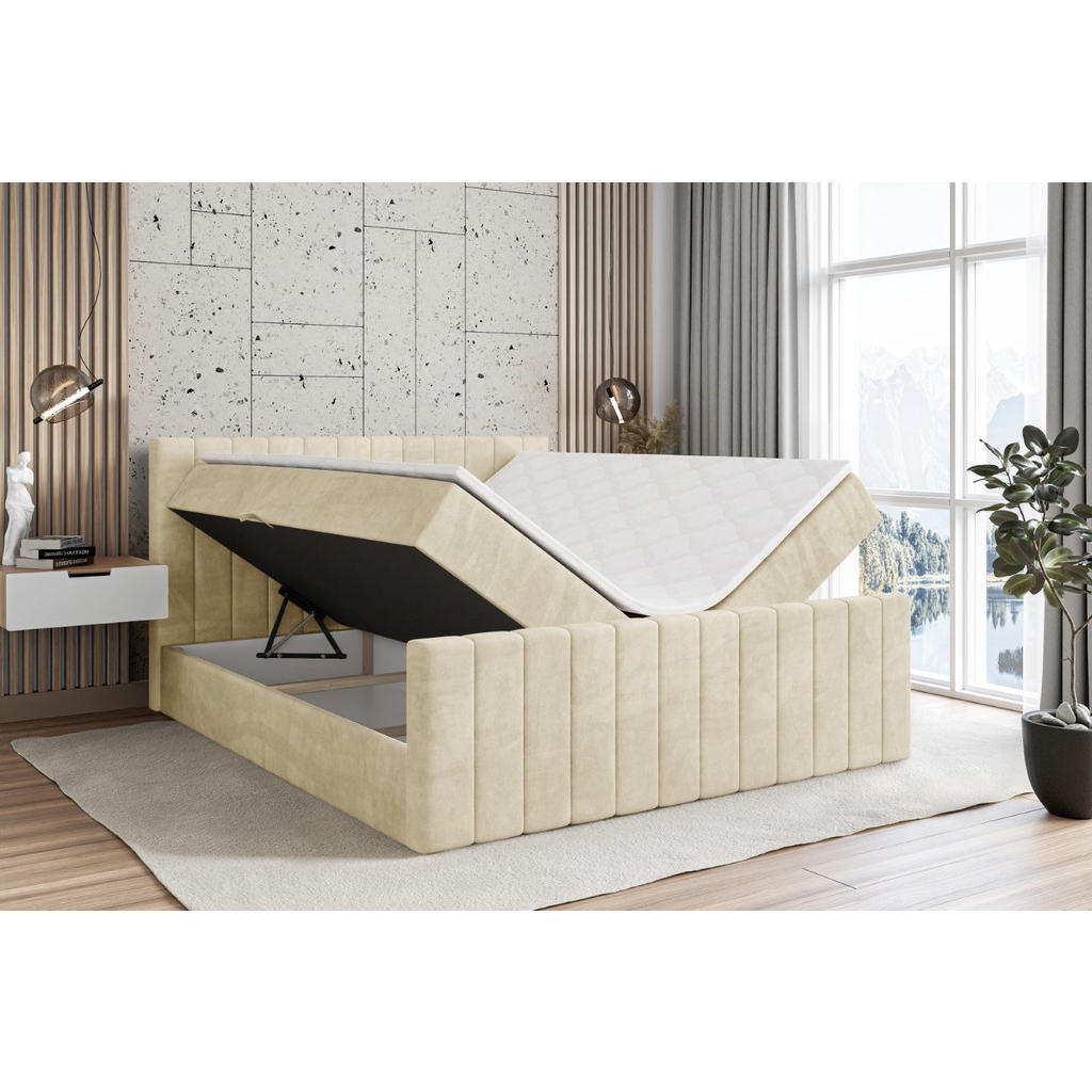 Thumbnail - Altdecor Boxbett, Beige, Holzwerkstoff, Höhe ca. 20 cm, 120x200 cm, Schlafzimmer, Betten, Boxspringbetten