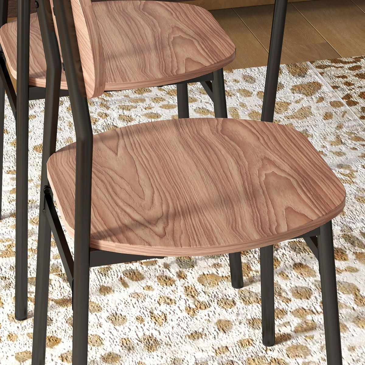 ESSGRUPPE, MDF, Stahl, Teak - Teakfarben, Kunststoff (70/75/110cm) - HOMCOM