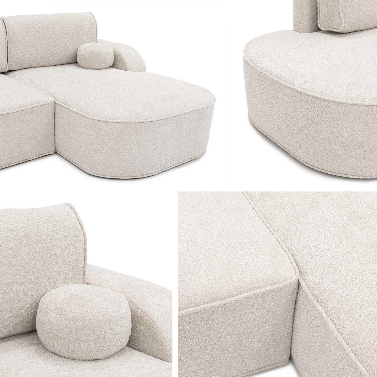 ECKSOFA Koro, Seite: Links - Beige/Schwarz, Holz/Kunststoff (256/177cm) - MIRJAN24