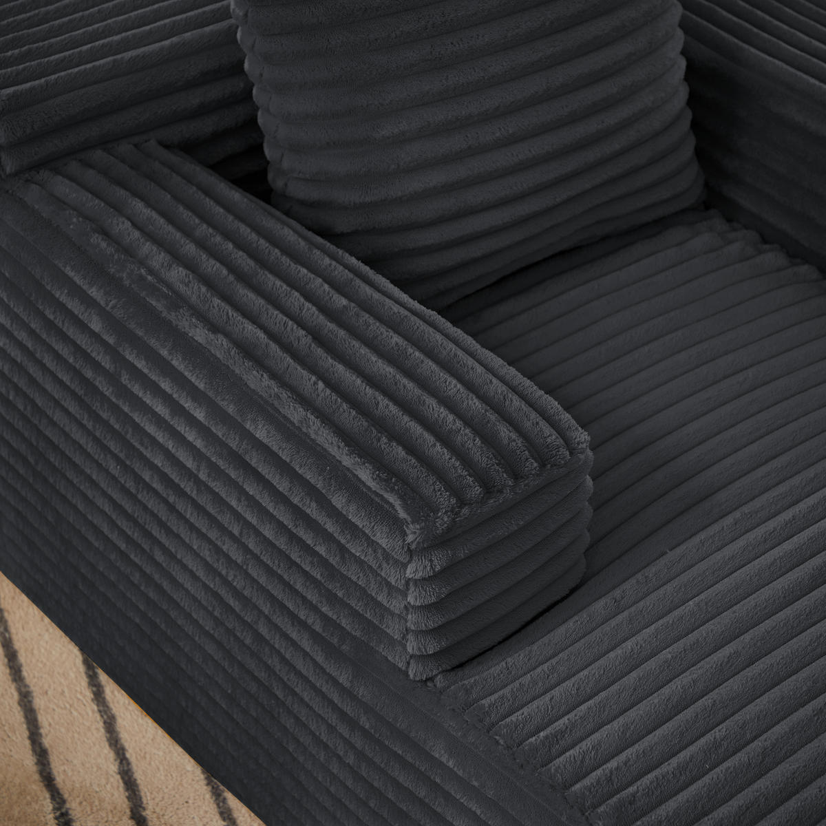 SCHLAFSESSEL DE-34915 Cord mit Schlaffunktion Dunkelgrau - Dunkelgrau, Textil (81/50/117cm) - ComfortXL