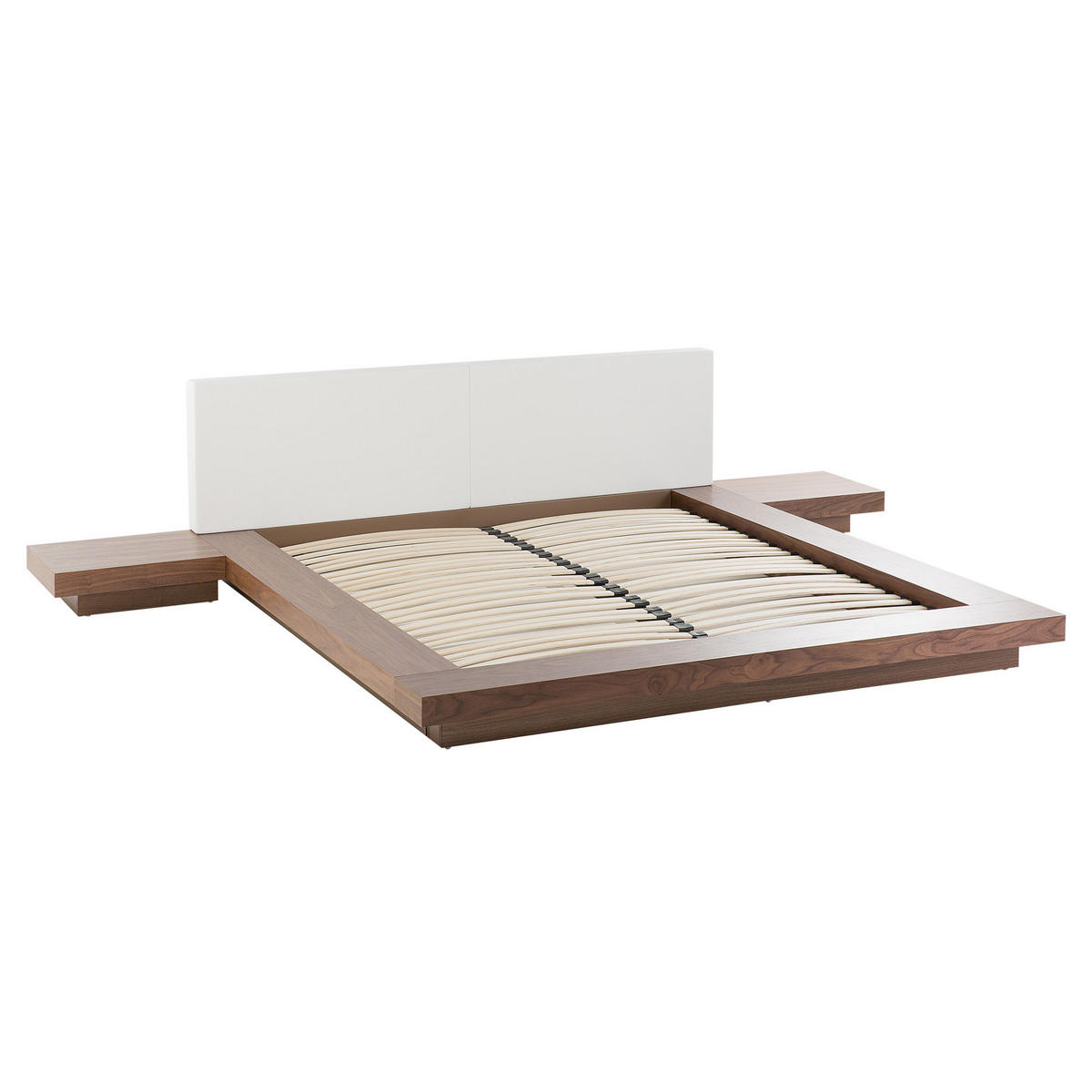 BETT mit LED 160x200 cm Heller Holzfarbton Zen - Hellbraun, Holzwerkstoff (160/200cm) - Beliani