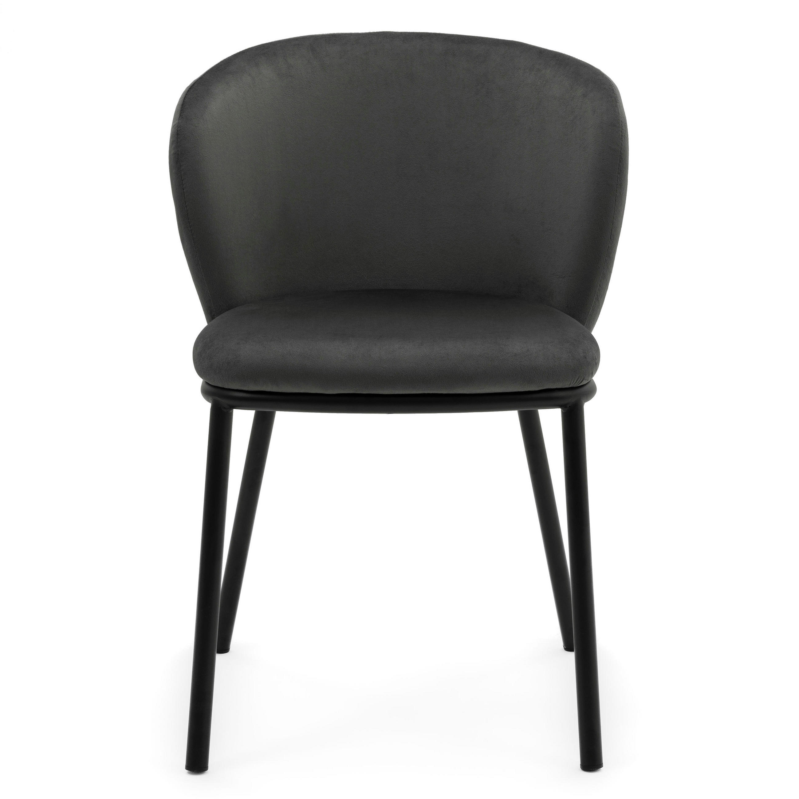 STUHL BARI gepolsterter mit Steppung - grau - Samt Velour - Schwarz/Grau, Textil/Metall (54/81/57cm) - NEW HOME