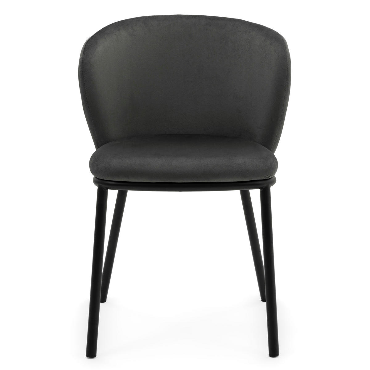 STUHL BARI gepolsterter mit Steppung - grau - Samt Velour - Schwarz/Grau, Textil/Metall (54/81/57cm) - NEW HOME