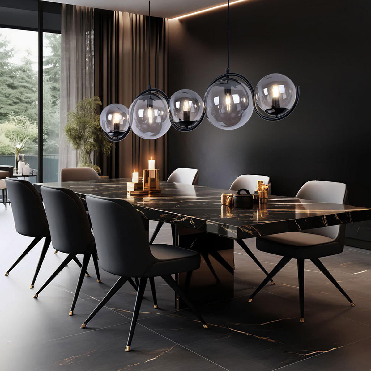 HÄNGELEUCHTE Glas Rauch Schwarz - Schwarz, Glas (100/20/120cm) - Globo Lighting